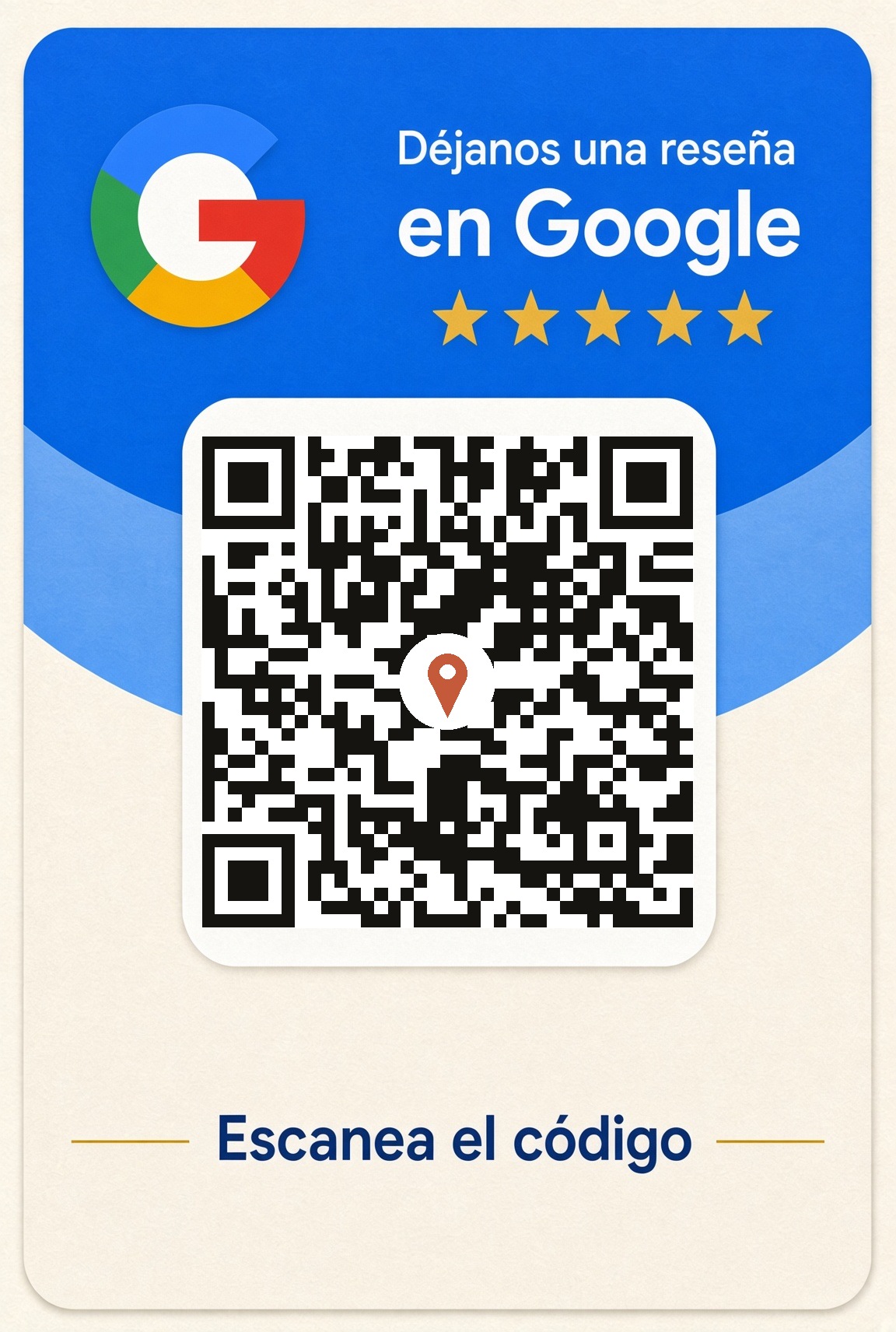 Sticker QR para dejar una reseña en Google